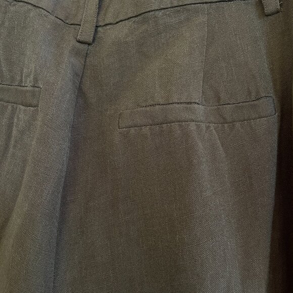 Paige Dallas Linen Blend Pleated Trouser Pants Green 2 - Picture 8 of 14